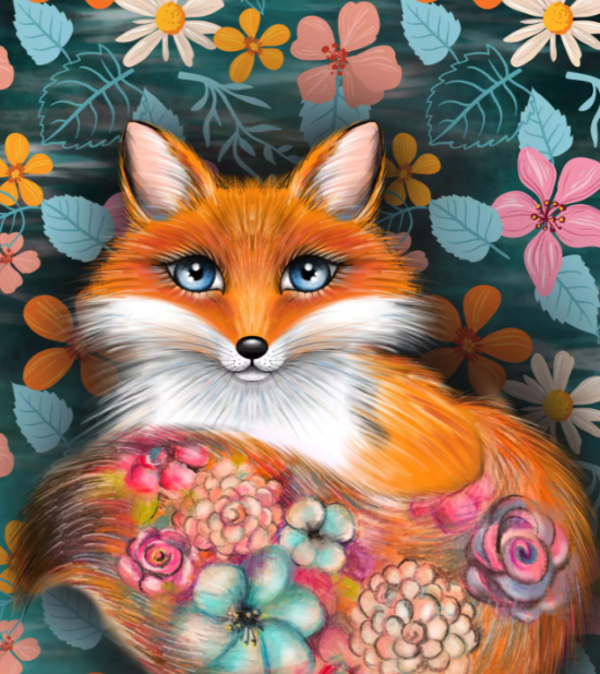 Renard aux fleurs