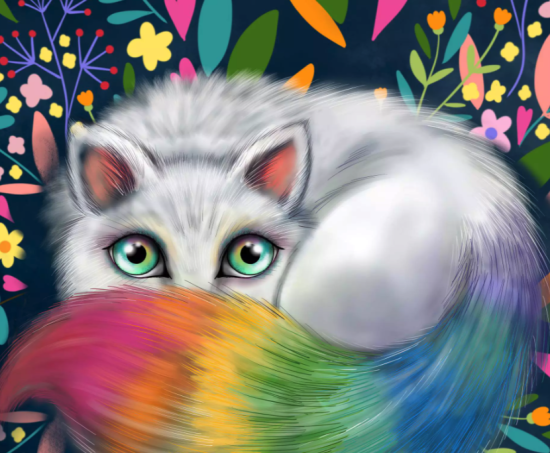 Chat arc-en-ciel